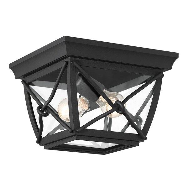 Designers Fountain Belmont 2-Light Black Outdoor Ceiling Flush Mount Light with Clear Glass Shade 34835-BK - main